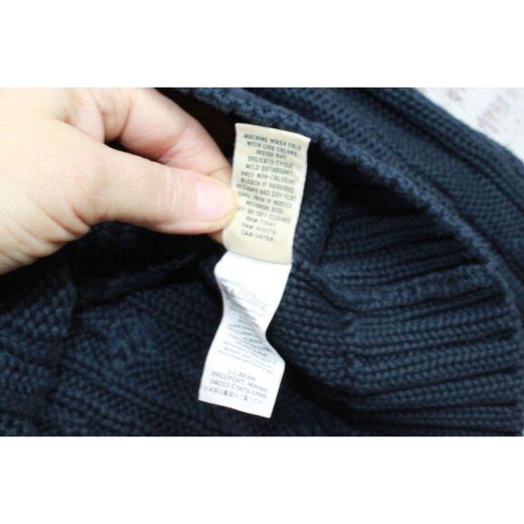 LL Bean Double L Cable Sweater Zip Cardigan Blue Size S Pet - Picture 6 of 10